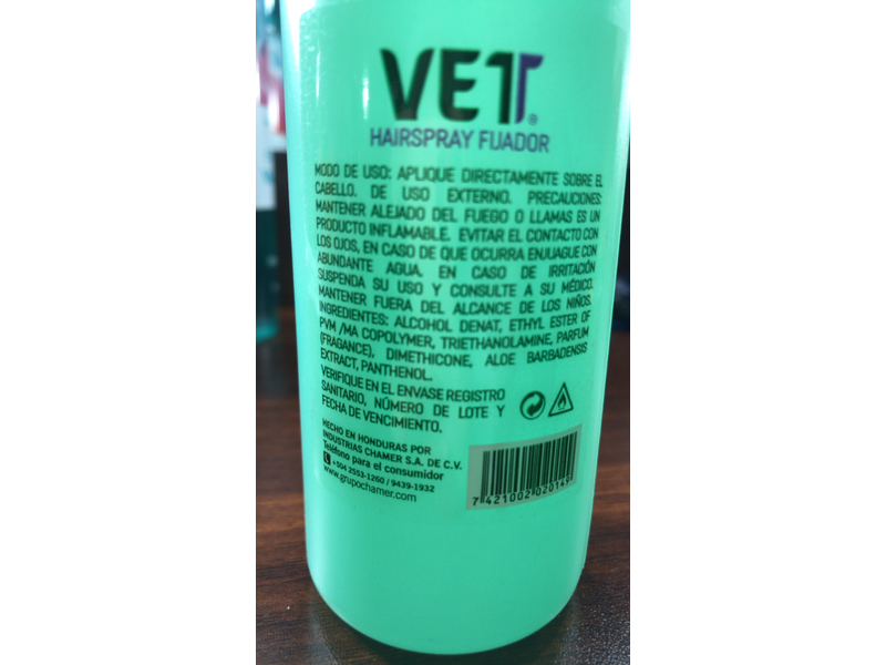 Vett Natural Maximum Hold Fixer Hairspray, Aloe Vera, 240 mL