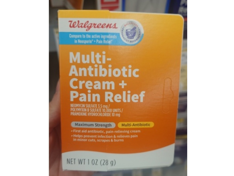 Walgreens Multi-Antibiotic Cream + Pain Relief, Maximum Strength, 1 oz/28 g