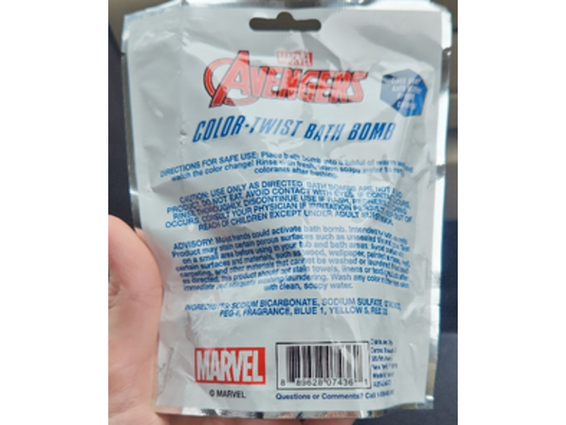 Avengers Color Twist Bath Bomb, Berry Scented, 2.12 oz/60 g