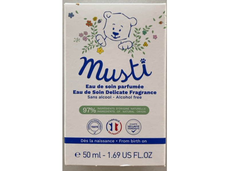 Mustela Musti Eau de Soin Baby Spray, Alcohol Free ,1.69 fl oz/50 mL