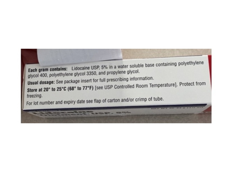 Lidocaine Ointment 5%, 1.25 oz/35.44 g, Taro (Rx)