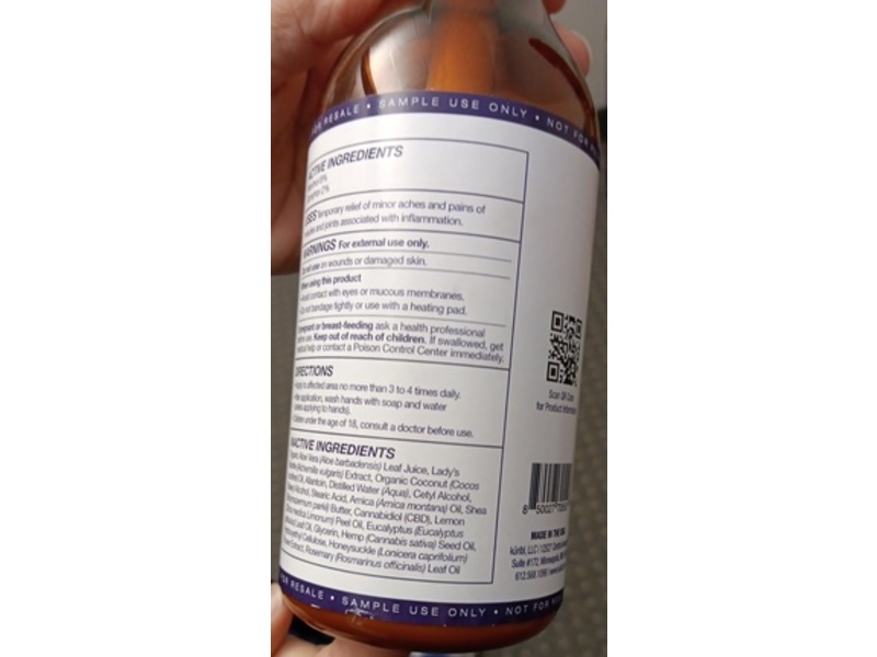 kuribl Klinical 12000 Mg CBD Muscle Pain Relief Cream, Camphor & menthol, 12 fl oz/354.8 mL