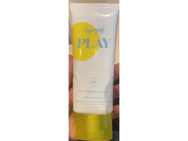 Supergoop Play Mineral Lotion, SPF 50, Green Algae, 3.4 fl oz/100 mL