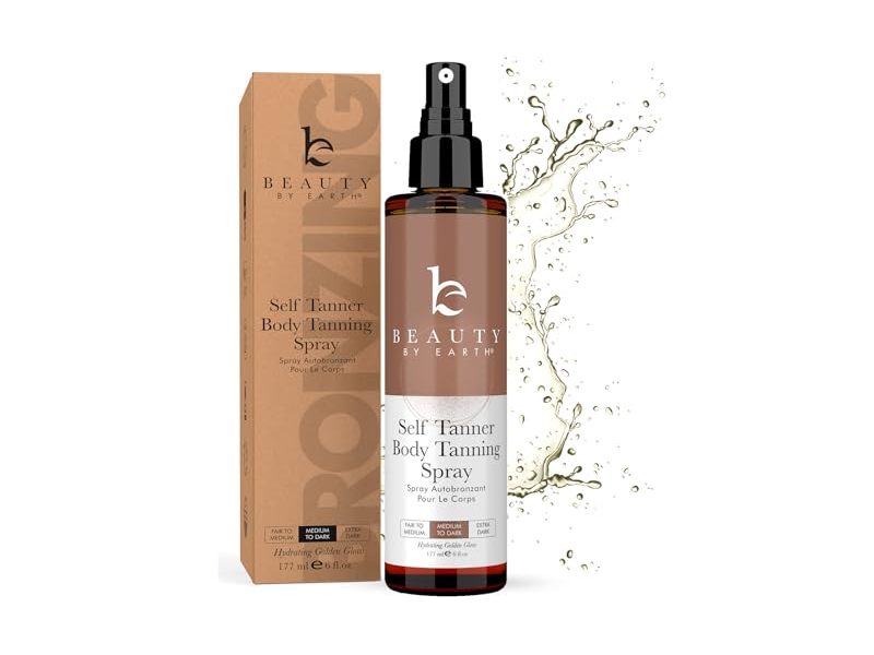 Beauty By Earth Self Tanner Body Tanning Spray, Citrus Mint, Medium to Dark, 6 fl oz/177 mL