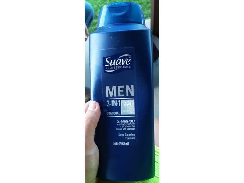 Suave Professionals Men 3-In-1 Shampoo + Conditioner + Bodywash, Charcoal, 28 fl oz/828 mL
