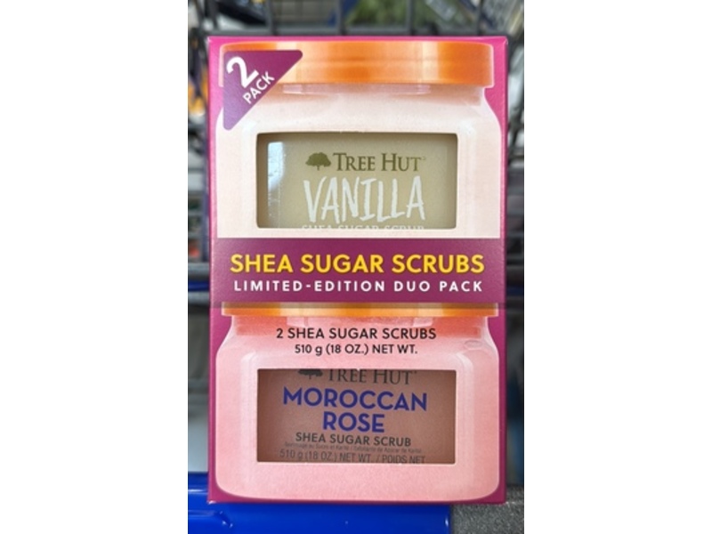 Tree Hut Shea Sugar Scrub Duo, Vanilla & Moroccan Rose, 18 oz/510 g