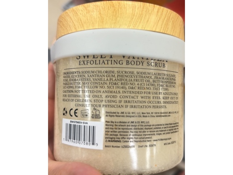 Pink Sky Soothe. Exfoliating Body Scrub, Sweet Vanilla, 24 oz/690 g