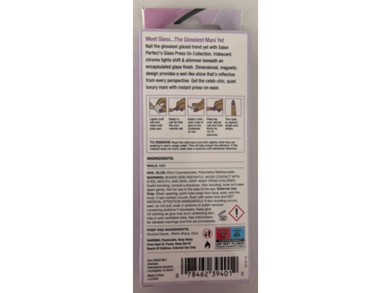 Salon Perfect Glass Ultra Reflective False Nails, 382 Glass Violet, 30 Count