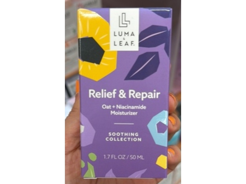Luma & Leaf Soothing Collection Relief & Repair Moisturizer, Oat + Niacinamide, 1.7 fl oz/50 mL