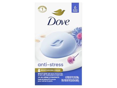 Dove Anti-Stress Moisturizing Cream Bar Soap, 3.75 oz/106 g, Pack Of 6