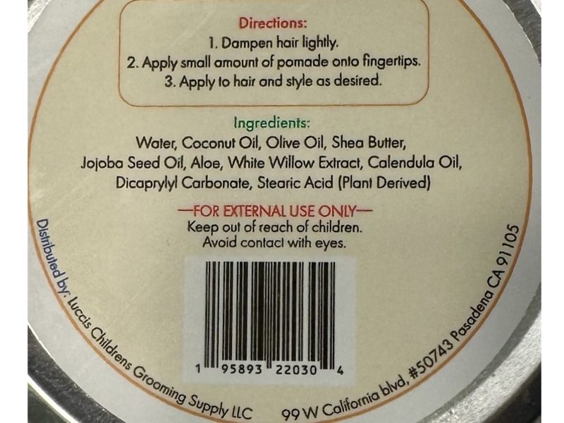 Lucci's Children Grooming Supply Styling Pomade Baby Hair Gel, 1.50 g