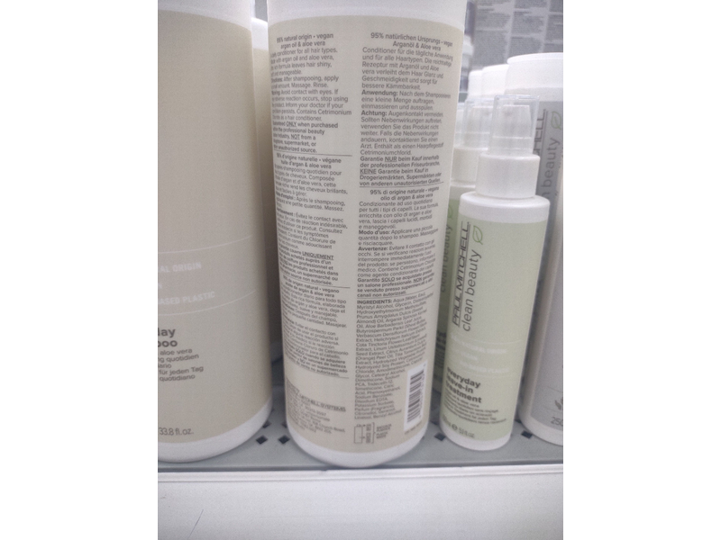 Paul Mitchell Clean Beauty Everyday Conditioner, Ultra-Rich Formula, Improves Elasticity, For All Hair Types, 33.8 fl. oz.