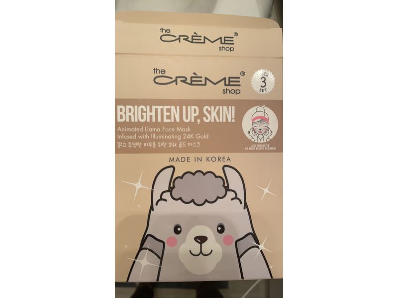 The Crème Shop Brighten Up Skin Animated Llama Face Mask, 3 Count