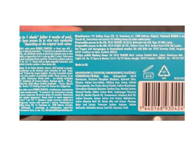 Biomed Charcoal Natural Toothpaste, 3.5 oz/100 g