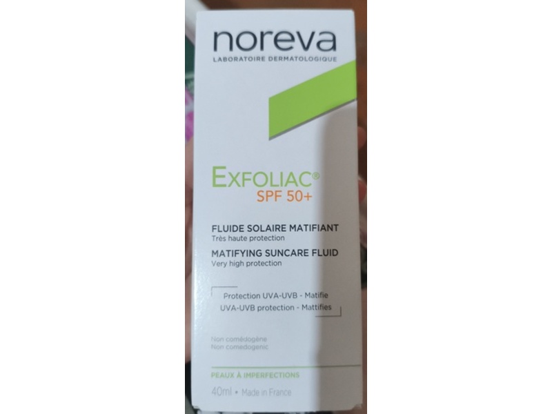 Noreva Exfoliac Mattifying Sun Fluid, SPF 50+, 40 mL