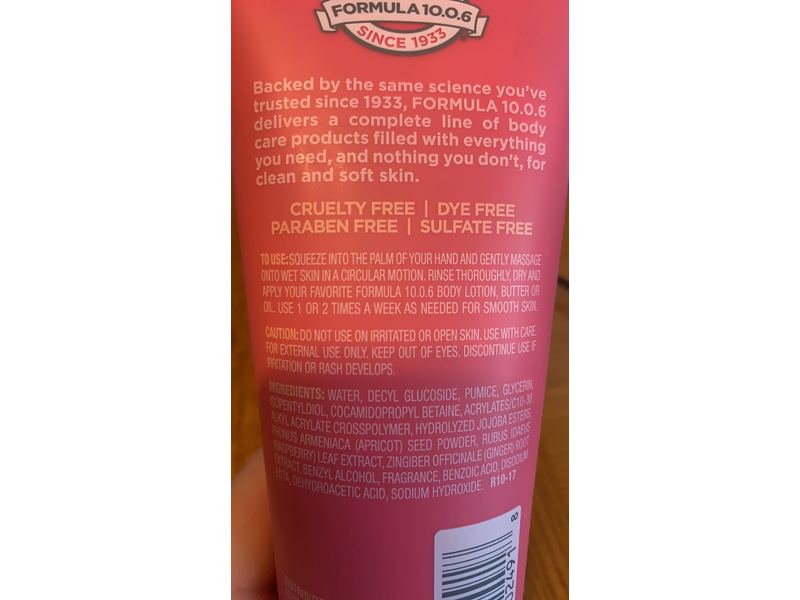 Formula 10.0.6 Scrub Me Down Exfoliating Body Scrub, Raspberry + Ginger, 6.7 fl oz/200 mL