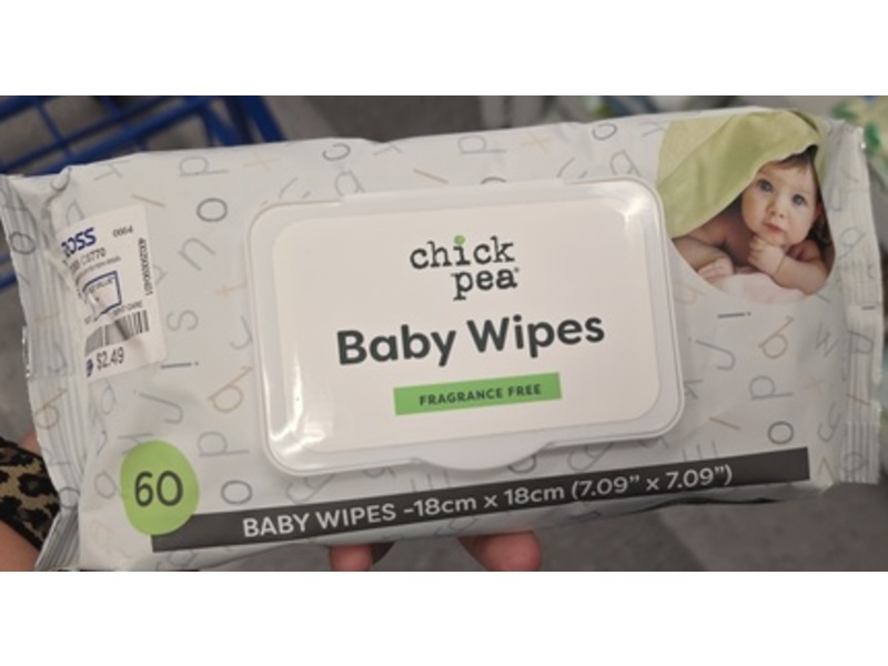 Chick Pea Baby Wipes, Fragrance Free, 60 Count