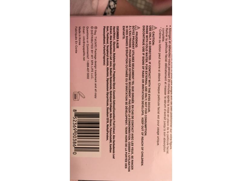 Spalife Face Wraps, Cucumber & Aloe, 2.43 oz/69 g