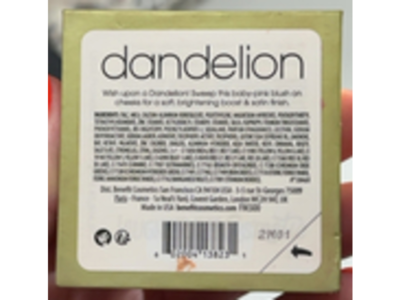 Benefit Cosmetics Dandelion Baby Pink Blush, 0.21 fl oz/6 g