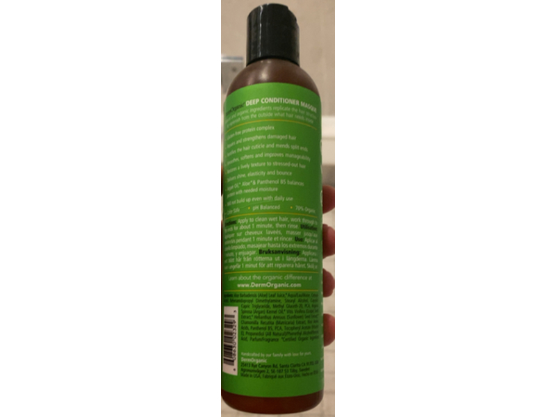 Derm Organic Deep Conditioner Masque, Argan Oil, 8 fl oz/236 mL
