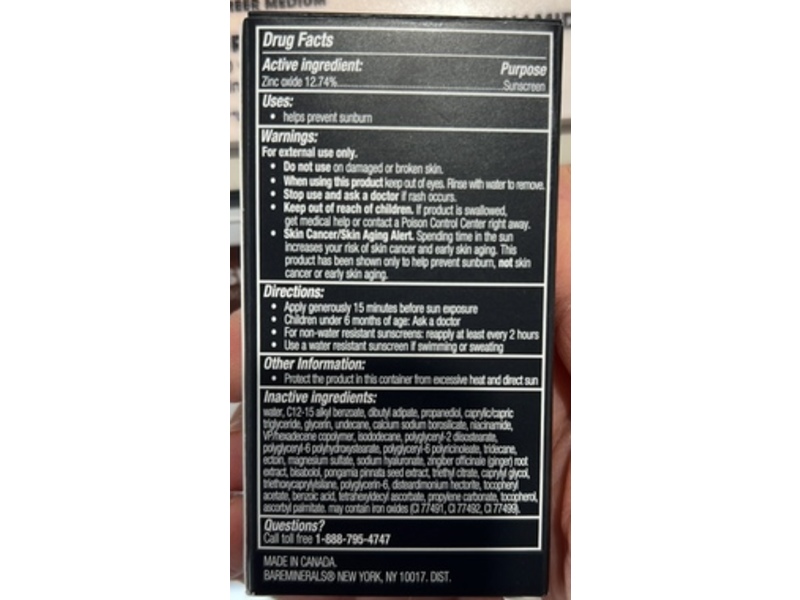 bareMinerals BareSkin Daily Dewy Mineral Sunscreen, SPF 30, Sheer Medium, 1 fl oz/30 mL