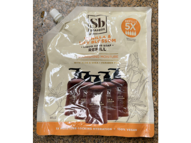 Soapbox Liquid Hand Soap Refill, Vanilla & Lily Blossom, 64 fl oz