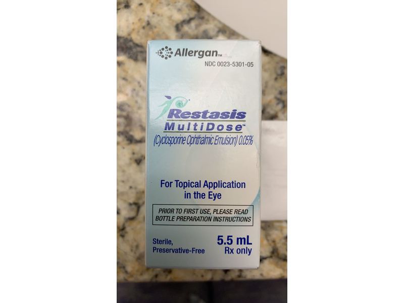Restasis Multidose (Cyclosporine Ophthalmic Emulsion) 0.05%, 5.5 mL, Allergan (RX)