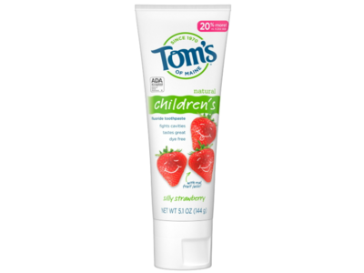 Tom's Of Maine Natural Children Fluoride Toothpaste, Silly Strawberry, 5.1 oz/144 g
