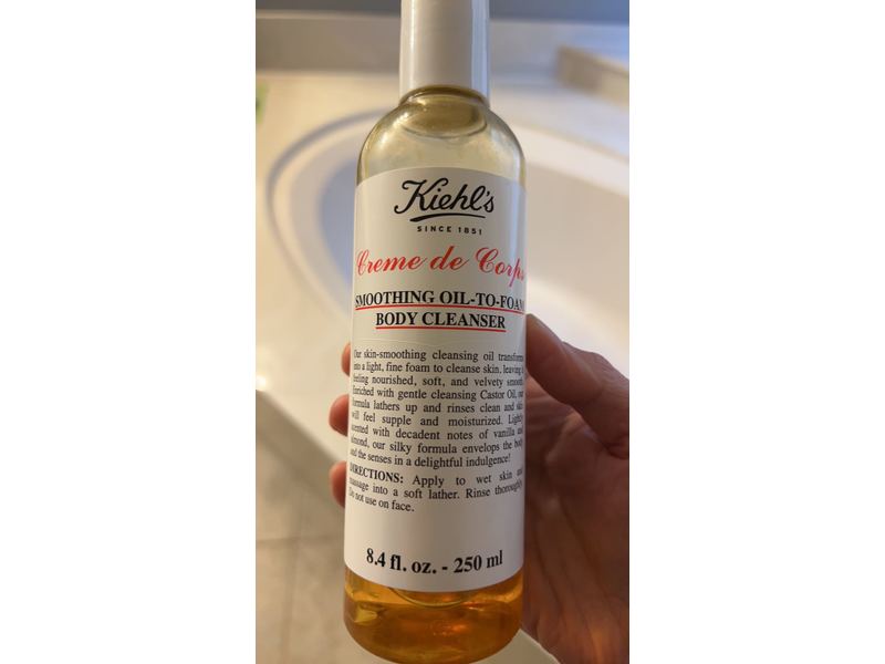 Kiehl's Creme De Corps Smoothing Body Cleanser, Oil-To-Foam, 8.4 fl oz/250 mL