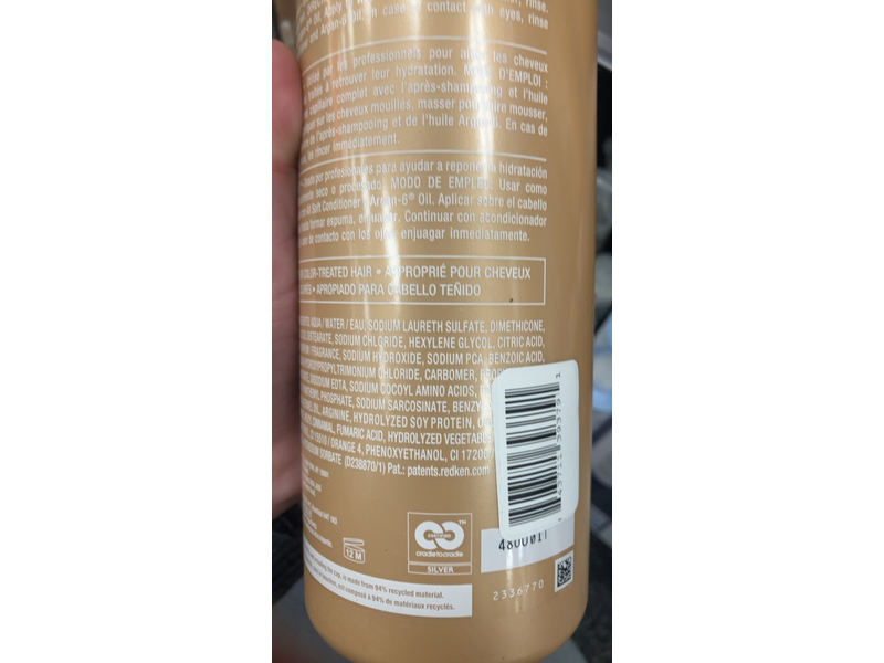 Redken All Soft Shampoo, Argan Oil + Moisture Complex, 33.8 fl oz/1000 mL