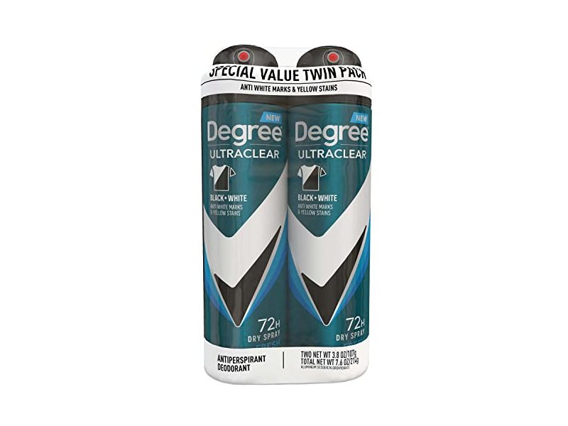 Degree Men UltraClear Antiperspirant Deodorant, Black + White, 3.8 oz/107 g, 2 Count