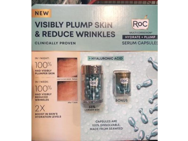 Roc Serum Capsules, Hydrate + Plump, Visibly Plump Skin & Reduce Wrinkles, 30 Ct