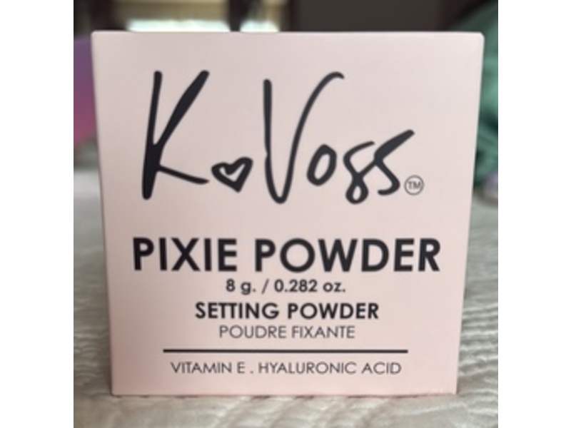 K Voss Pixie Powder Setting Powder, Vitamin E &Hyaluronic Acid, Light, 0.282 oz/8 g