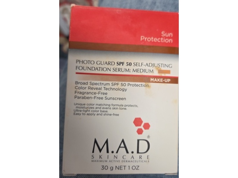 M.A.D. Skincare Sun Protection Foundation Serum, Medium, SPF 50, 1 fl oz/30 g