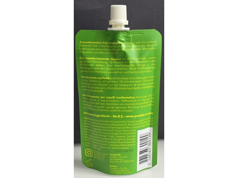 Pomelo + Co Matcha Magic Smoothing Hair Treatment, Hemp Seed + Algae, 3.3 fl oz/100 mL