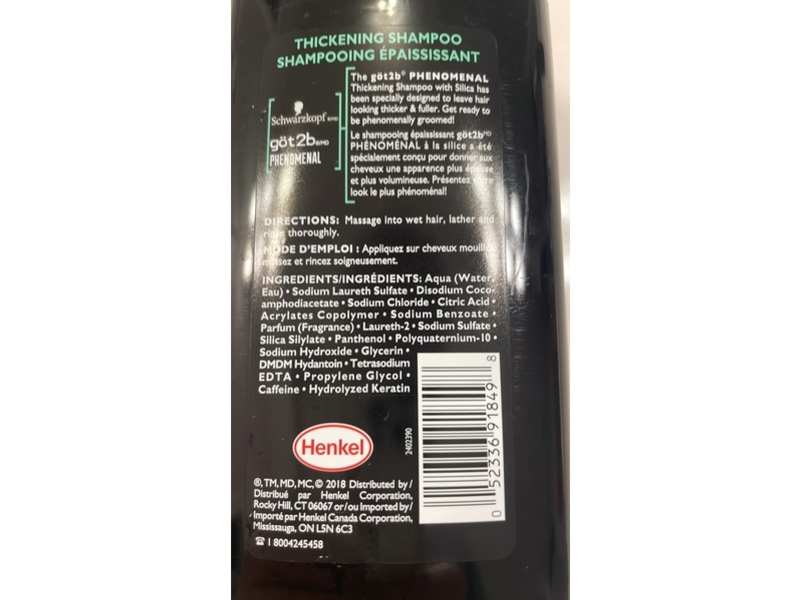 Schwarzkopf Got 2b Thickening Shampoo, Phenomenal, 16.9 fl oz/500 mL