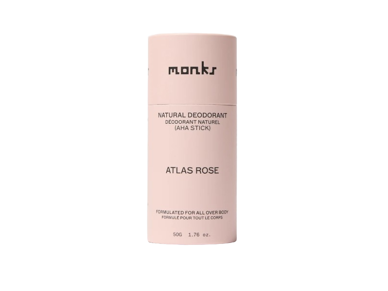 Monks Natural Deodorant, Atlas Rose, 1.76 oz/50 g
