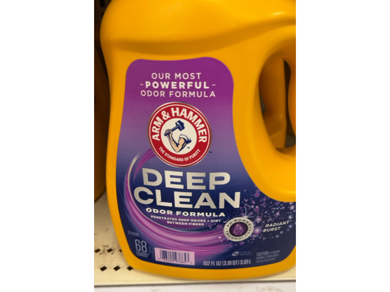 Arm & Hammer Deep Clean Odor Formula Liquid Laundry Detergent, Radiant Burst, 68 Loads, 102 fl oz​/3.01 L.