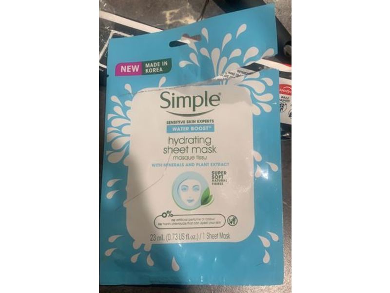 Simple Hydrating Sheet Mask, Mineral & Plant Extract, 0.73 fl oz/23 mL