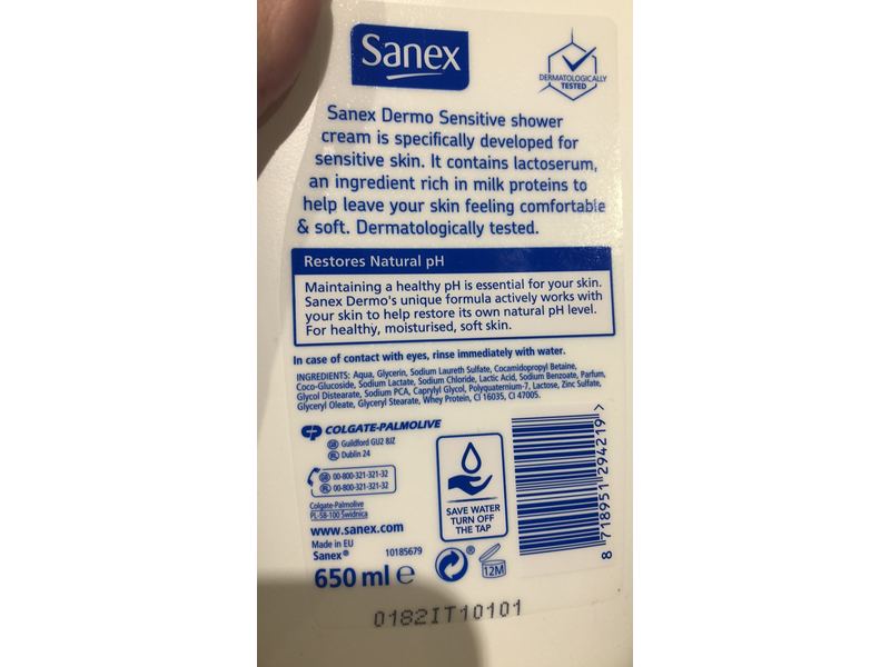 Sanex Dermo Sensitive Shower Cream, 650 mL