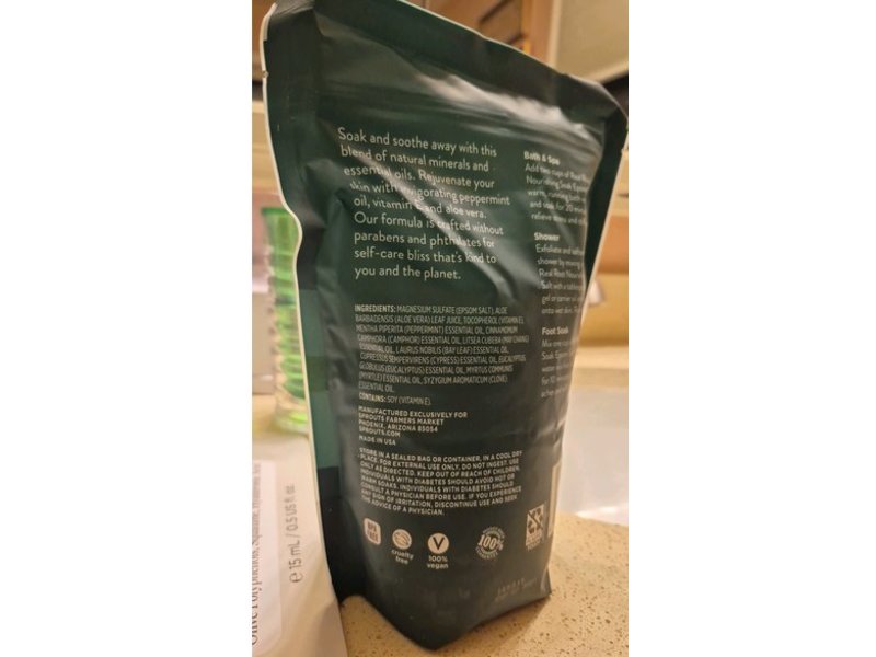 Real Root Nourishing Soak Epsom Salt, Aloe Vera, Vitamin E & Peppermint, 32 oz/907 g