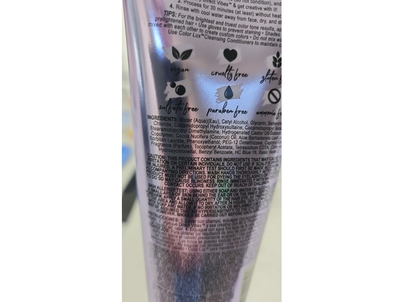 Color Lux Direct Vibes Semi-Permanent Hair Color, Lilac, 8 fl oz/237 mL