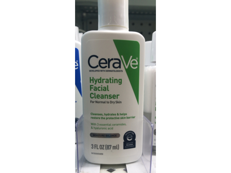 CeraVe Hydrating Facial Cleanser, 3 fl oz/87 mL