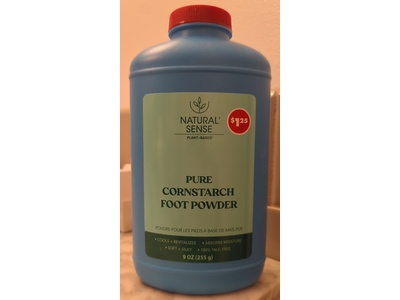Natural Sense Pure Cornstarch Foot Powder, 9 oz/255 g