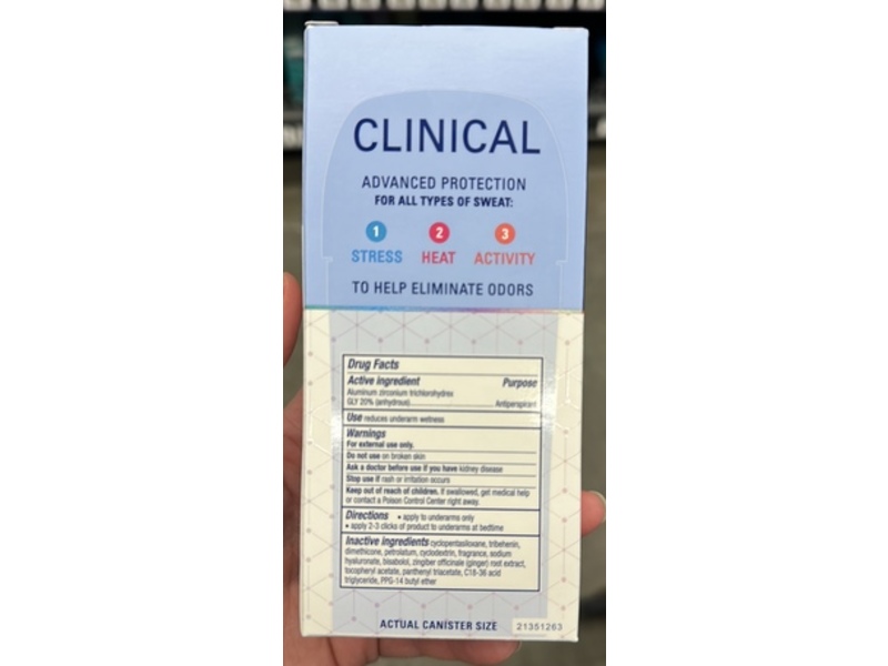 Secret Clinical Stress Response Antiperspirant + Hyaluronic Acid, 2.6 oz/73 g