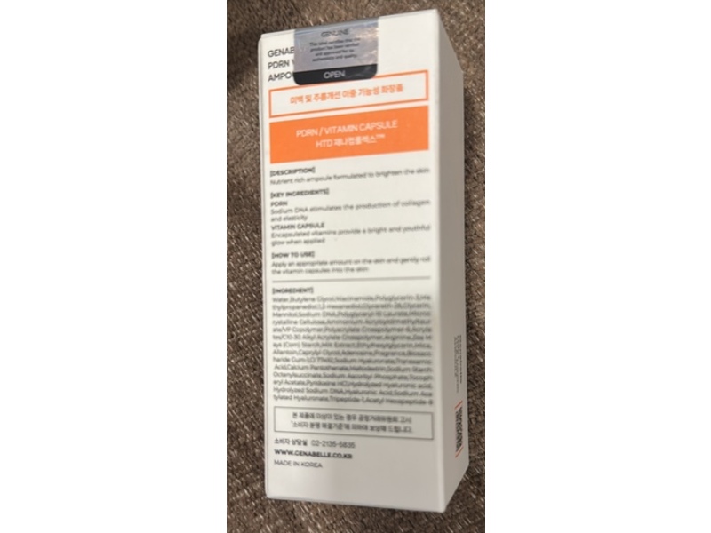 Genabelle PDRN Vita Toning Ampoule, 1.01 fl oz/30 mL