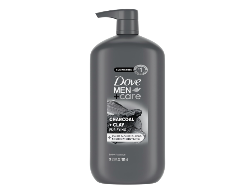 Dove Men + Care Purifying Body + Face Scrub, Charcoal + Clay, 30 fl oz/887 mL