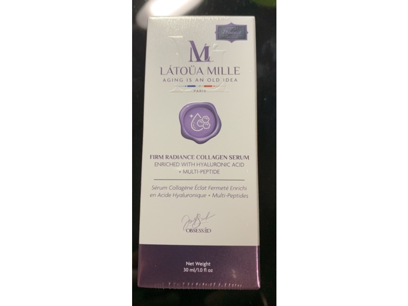 Latoua Mille Firm Radiance Collagen Serum, Hyaluronic Acid + Multipeptide, 1 fl oz/30 mL