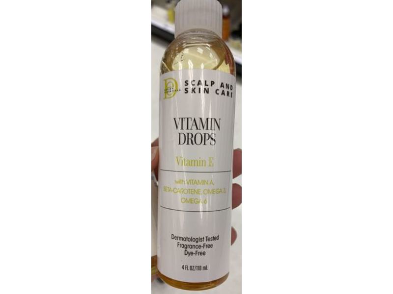 Design Essentials Scalp & Skin Vitamin Drops, Vitamin E, 4 fl oz/118 mL