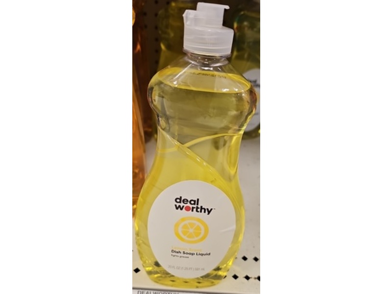 Deal Worthy Dish Soap Liquid, Lemon Scent, 20 fl oz/591 mL